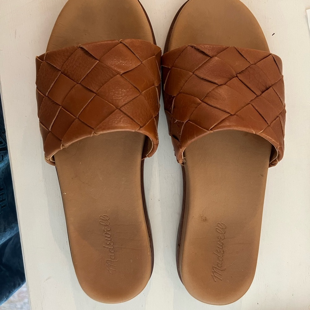 Madewell Women's Tan Woven Slide Sandals